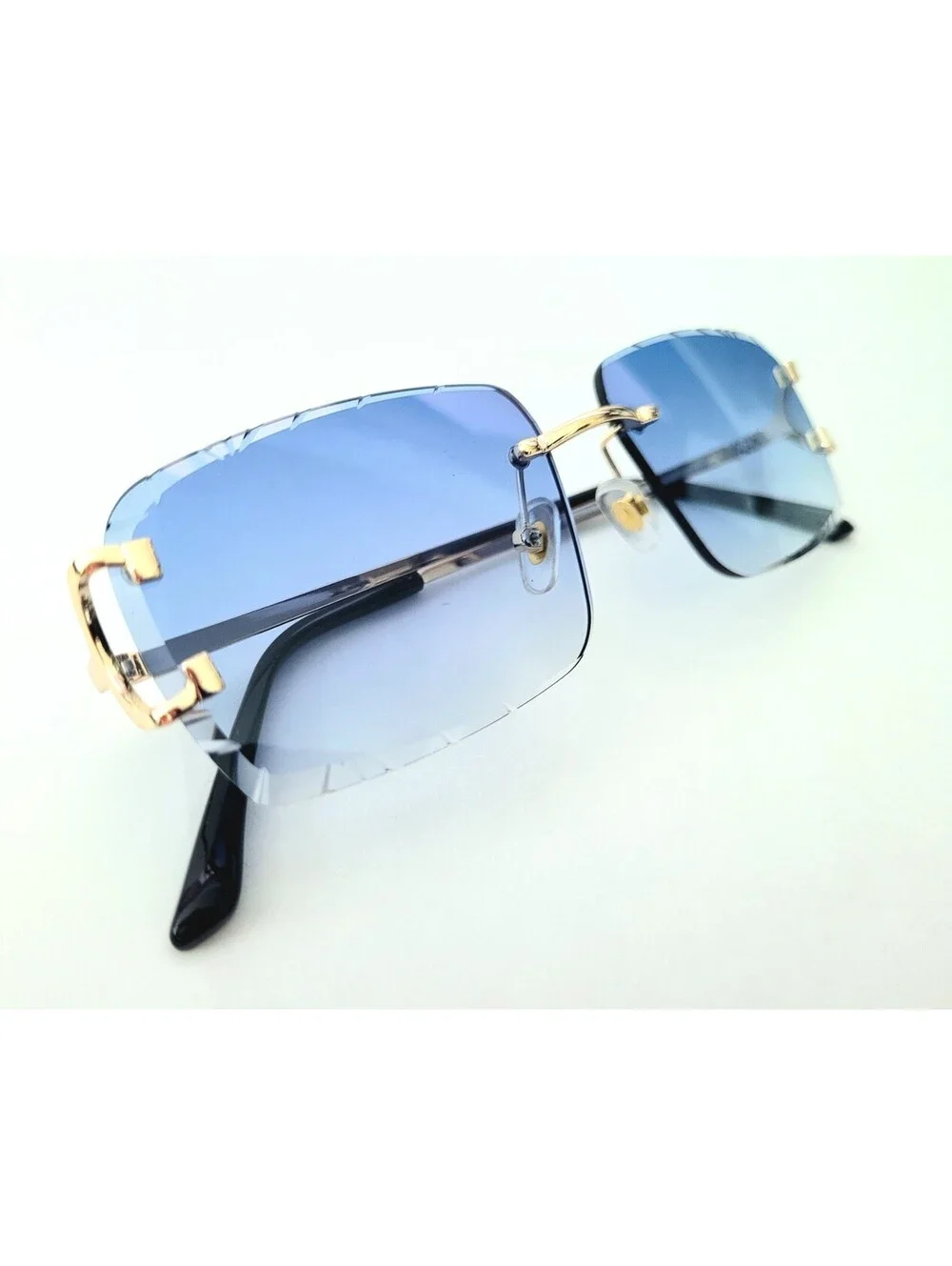 Piccadilly Gld Blu Gradient C Diamond Cut Designer Sunglass